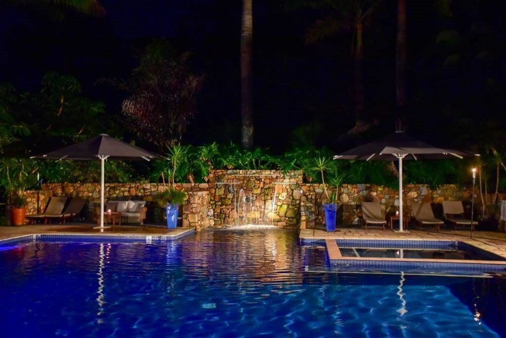 Palm bay resort pool at night