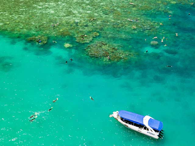 Drone over airlie beach snorkeling tour location