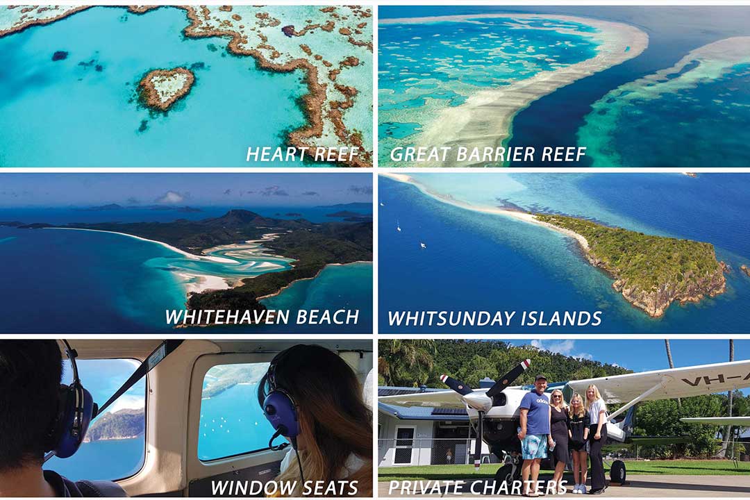 locations visited on a Heart Reef Scenic Flight 