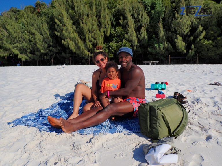 Family enjoying their tour to whitehaven beach