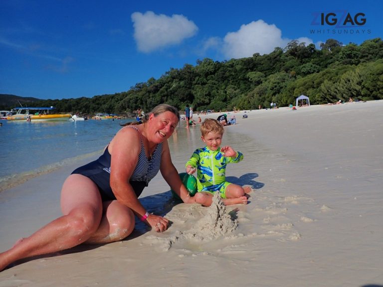 Making sand castles at whitehaven beach