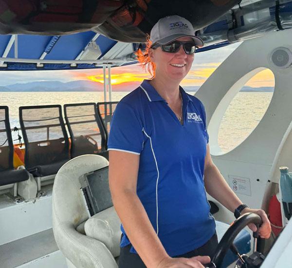 Fiona mc skipper of the snorkel vessel zigzag